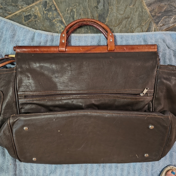 Brown Leather and Fur Men's Bag - Picture 3 of 4